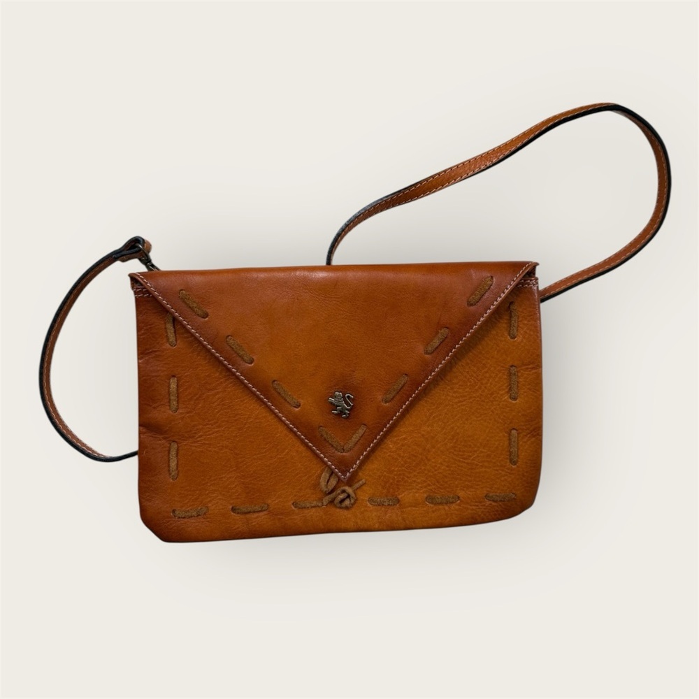 Pratesi Firenze brown Leather crossbody clutch bag made in Italy